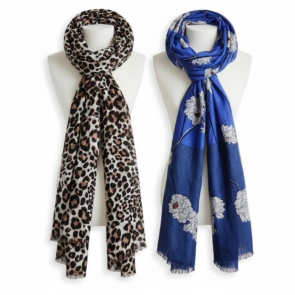 SCARF BUNDLE DEAL Liz Claiborne Leopard NWT & Steve Madden Floral 🔥